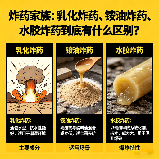 敦煌炸药家族：乳化炸药、铵油炸药、水胶炸药到底有什么区别？